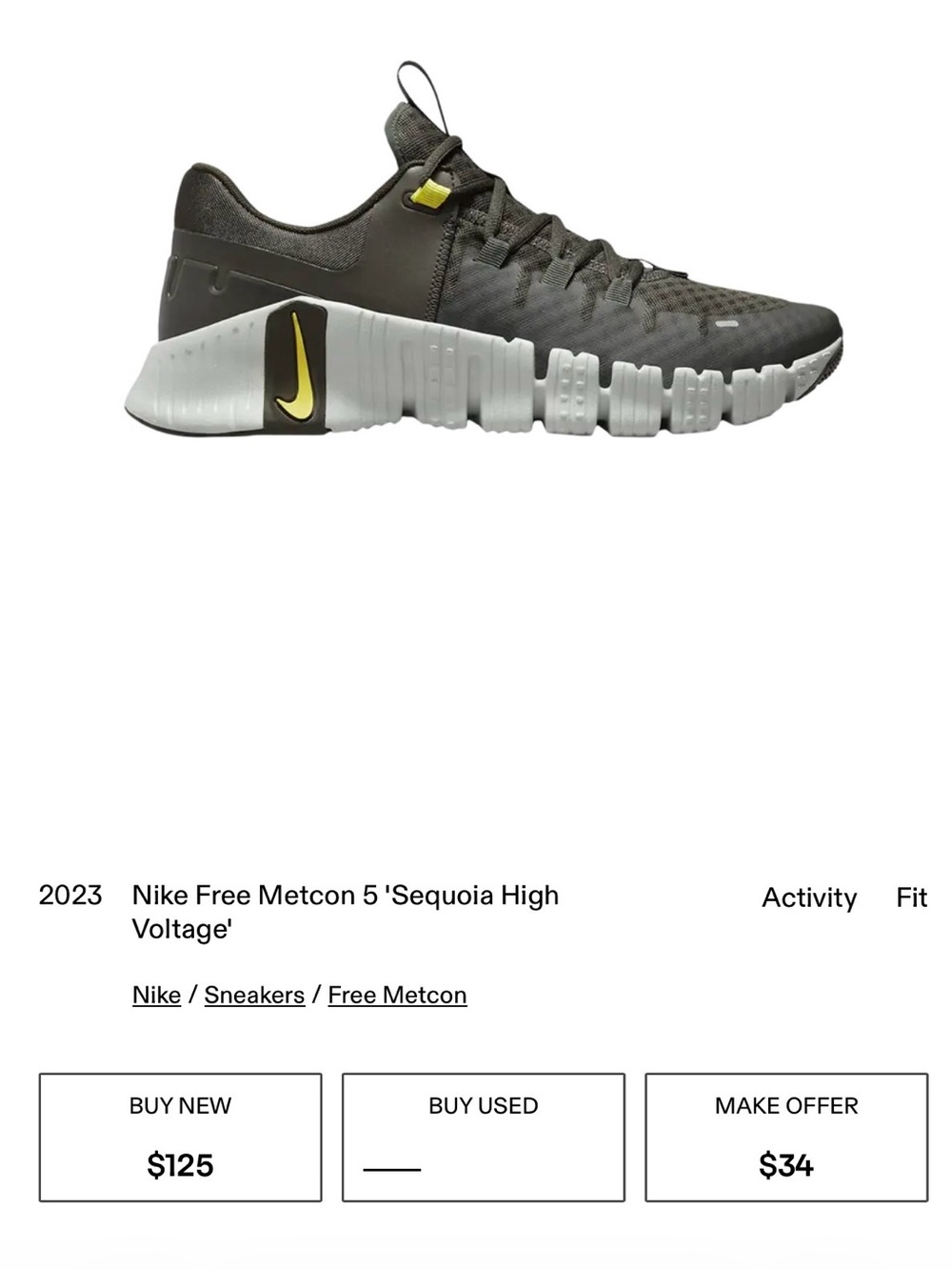 Nike Free Metcon 5 'Sequoia High Voltage'